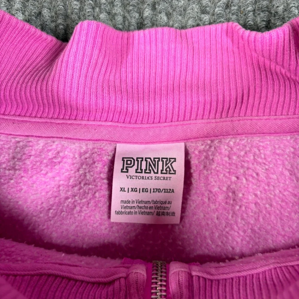 PINK Victoria's Secret Pullover Womens XL Quarter Zip Sweatshirt  Crop Fleece - Picture 3 of 9